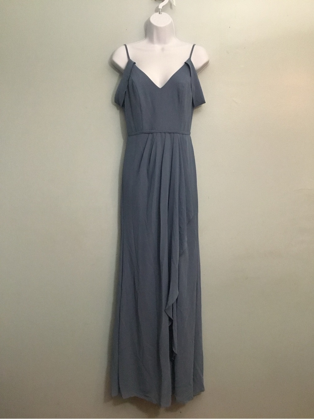 Way To Celebrate‎ Dusty Blue Plunge V-Neck Maxi Dress Size 2 New